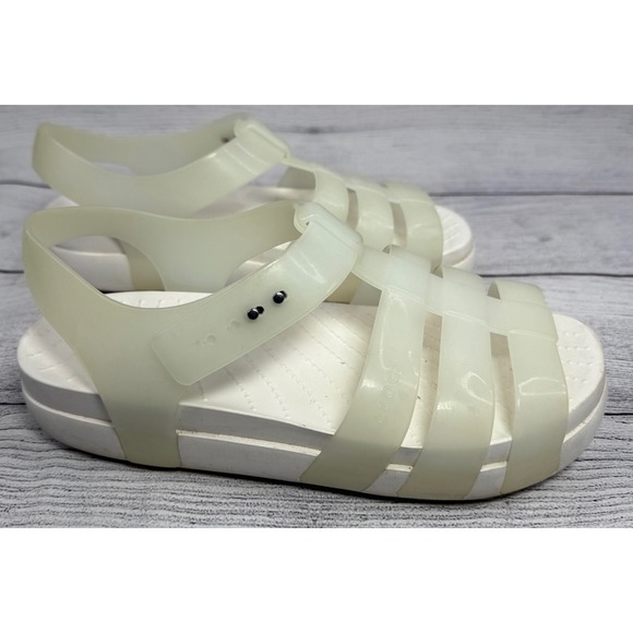 CROCS Shoes - Crocs Splash Glossy Fisherman Women's Sandals Shoes Size 9 White‎ Platform